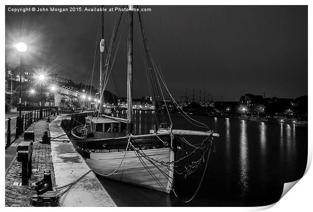  Moored up for the night. Print by John Morgan