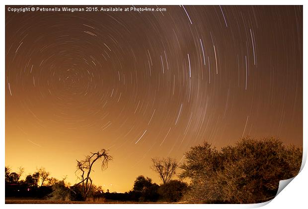  African star trails Print by Petronella Wiegman