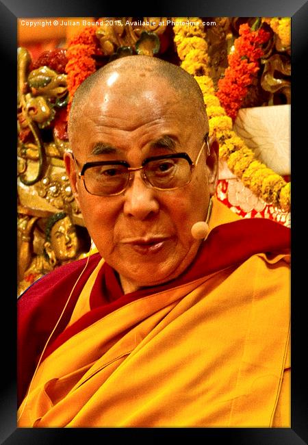   His Holiness The Dalai Lama, India Framed Print by Julian Bound