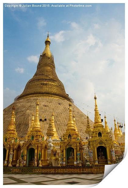 Shwedagon Pagoda, Yangon, Burma Print by Julian Bound
