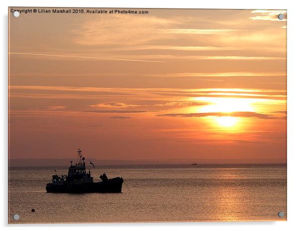  Sunset on Brodick Bay. Acrylic by Lilian Marshall