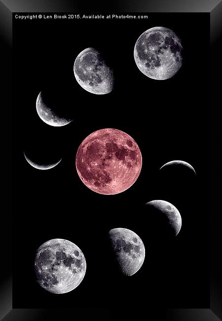 Moon Collage Framed Print by Len Brook