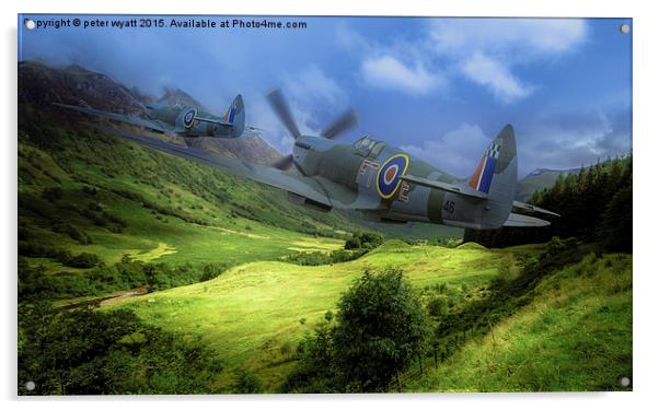  Spitfires along Glen co Acrylic by peter wyatt
