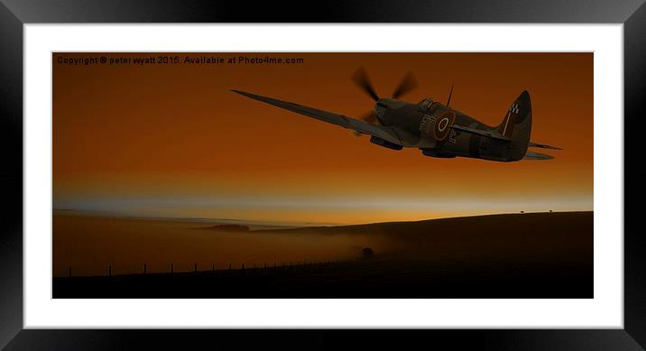  Spitfire over the South Downs Framed Mounted Print by peter wyatt