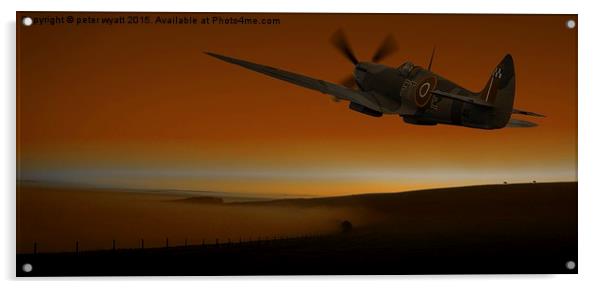  Spitfire over the South Downs Acrylic by peter wyatt