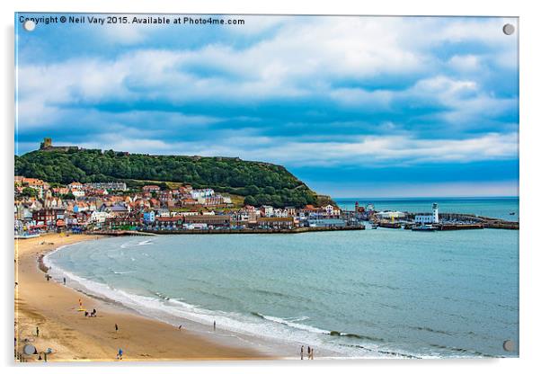 Scarborough South Bay & Castle Acrylic by Neil Vary