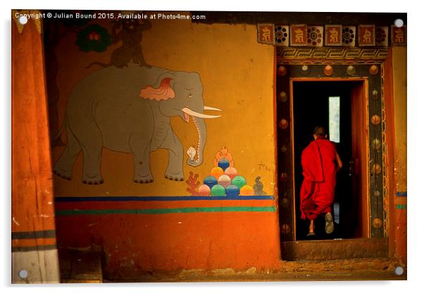  Novice monk, Paro, Bhutan Acrylic by Julian Bound
