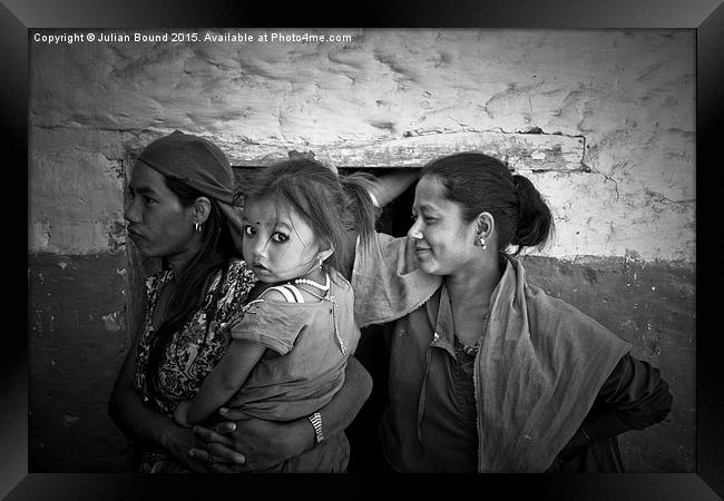  Village family of Chhaimale, Nepal Framed Print by Julian Bound