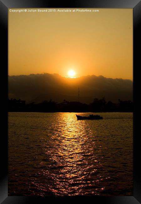 Sunset in Kampot, Cambodia Framed Print by Julian Bound