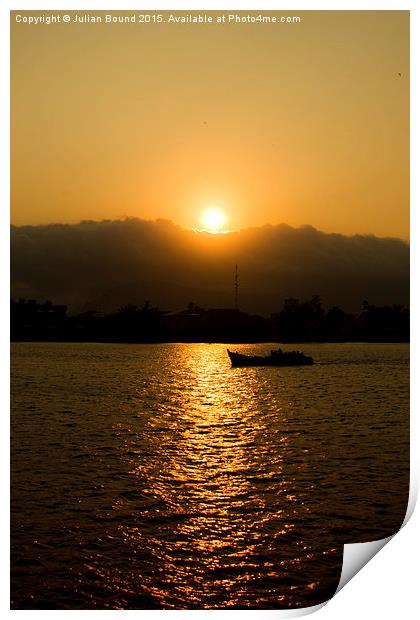 Sunset in Kampot, Cambodia Print by Julian Bound