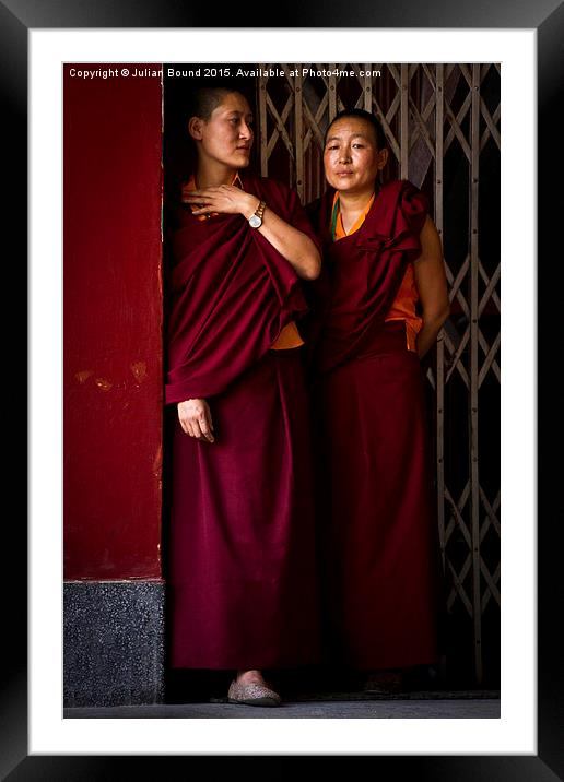 Tibetan Buddhist nuns of Kathmandu, Nepal Framed Mounted Print by Julian Bound