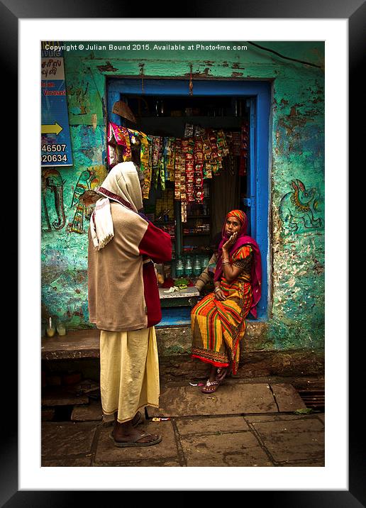 The Streets of Old Town Varanasi, Varanasi, India Framed Mounted Print by Julian Bound