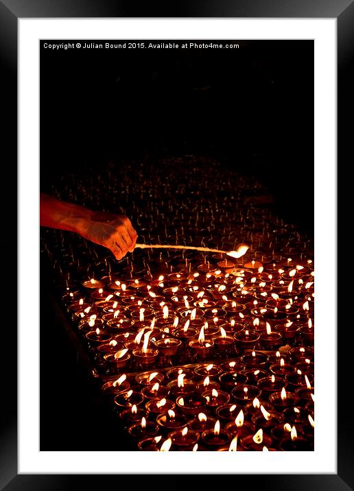  Candle blessings, Kathmandu, Nepal Framed Mounted Print by Julian Bound