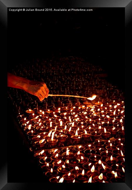  Candle blessings, Kathmandu, Nepal Framed Print by Julian Bound