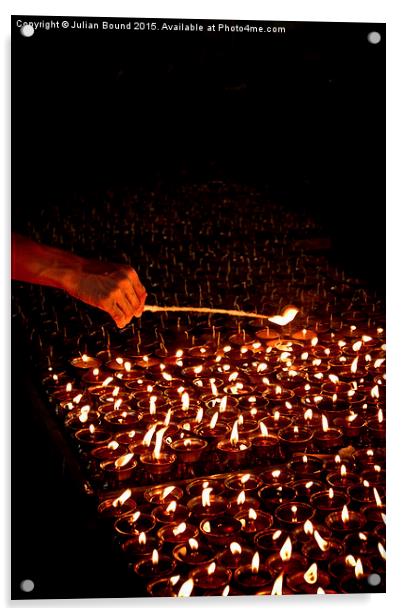  Candle blessings, Kathmandu, Nepal Acrylic by Julian Bound