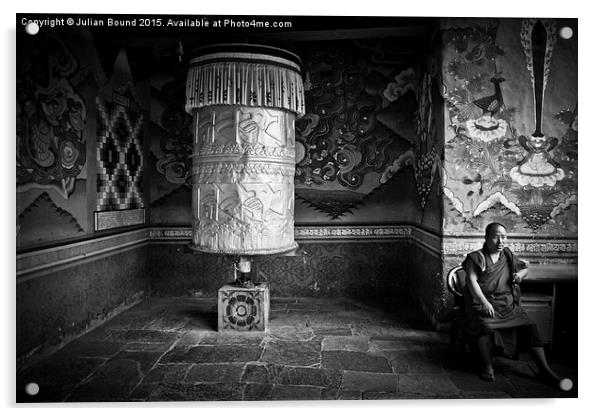  Monk of Punakha Fortress Monastery, Bhutan Acrylic by Julian Bound