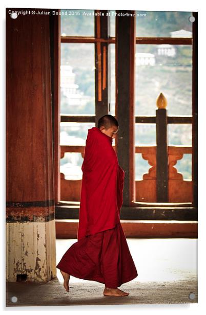 Monk of Rinpung Dzong Fort, Bhutan Acrylic by Julian Bound