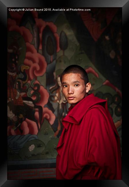  Monk of Rinpung Dzong Fort, Bhutan Framed Print by Julian Bound