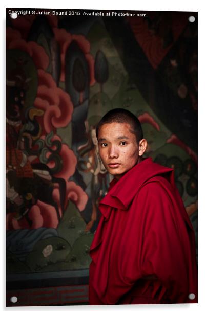  Monk of Rinpung Dzong Fort, Bhutan Acrylic by Julian Bound
