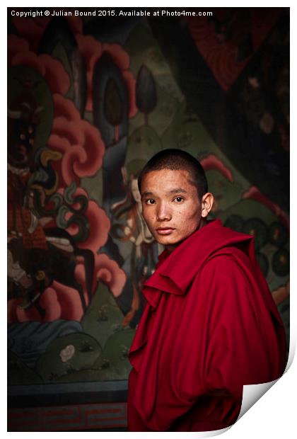  Monk of Rinpung Dzong Fort, Bhutan Print by Julian Bound