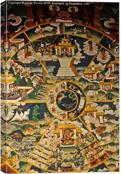  A Buddhist painting, Bhutan Canvas Print by Julian Bound