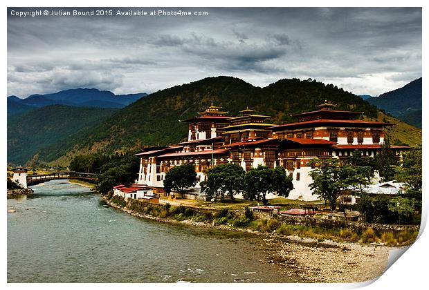   Punakha Fortress Monastery, Bhutan Print by Julian Bound