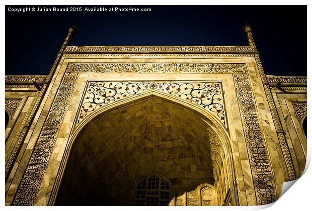 The Taj Mahal, Agra, India Print by Julian Bound