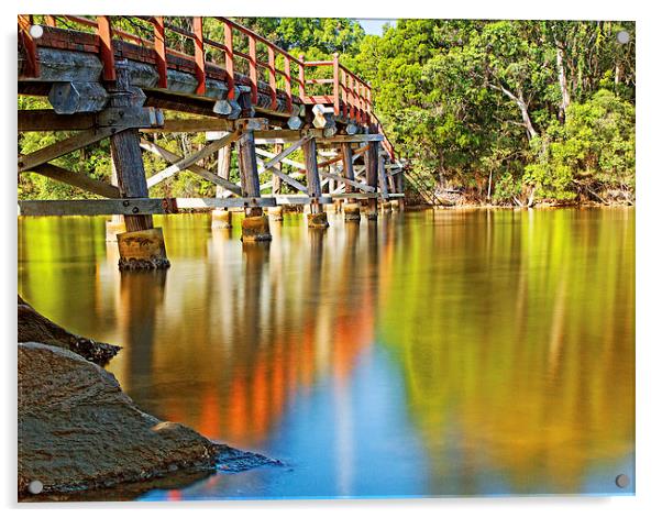  Old bridge over Weyba Creek Acrylic by Mal Gresty