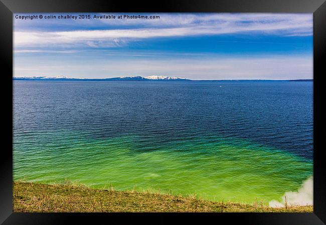  Geothermal activity - Yellowstone Lake Framed Print by colin chalkley