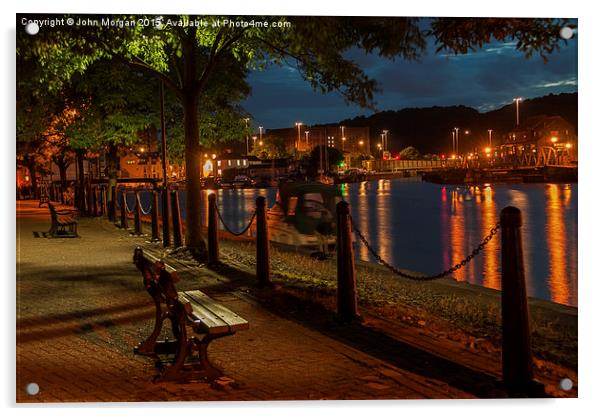  The bench on the docks. Acrylic by John Morgan