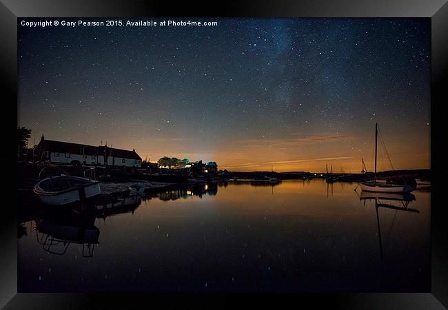 Stars and the Milky Way over Burnham Overy Staithe Framed Print by Gary Pearson