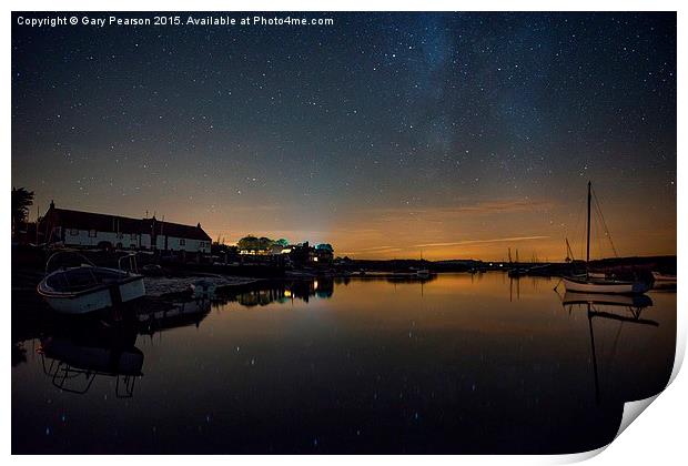 Stars and the Milky Way over Burnham Overy Staithe Print by Gary Pearson