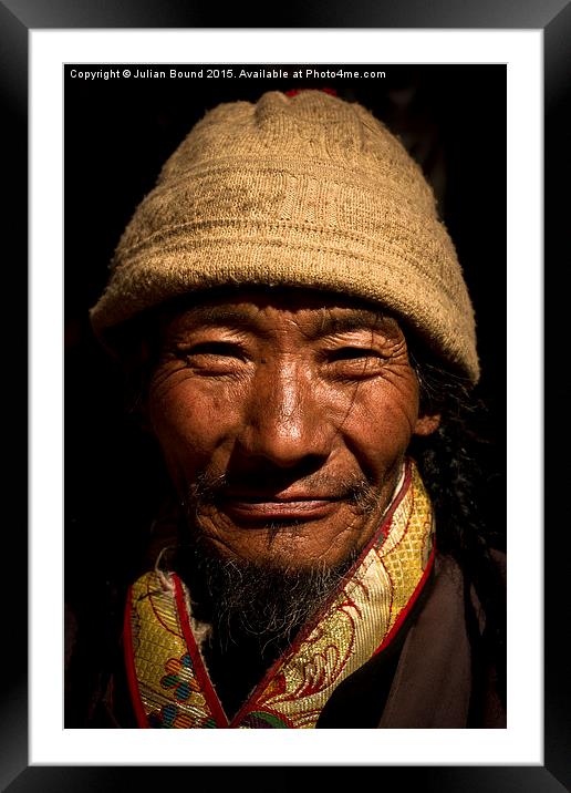  Tibet man, Lhasa, Tibet Framed Mounted Print by Julian Bound