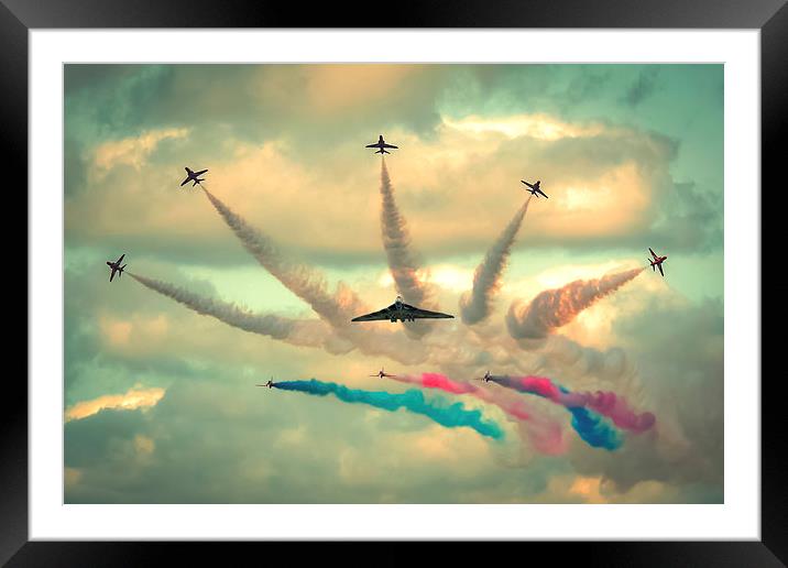  Red Arrows and AVRO Vulcan XH558 flypast Framed Mounted Print by Andrew Scott