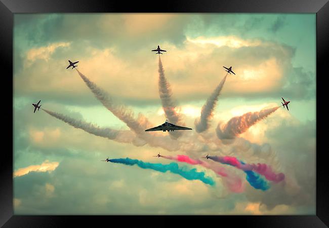  Red Arrows and AVRO Vulcan XH558 flypast Framed Print by Andrew Scott