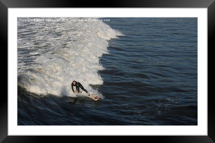  Riding The Surf Framed Mounted Print by Marie Castagnoli