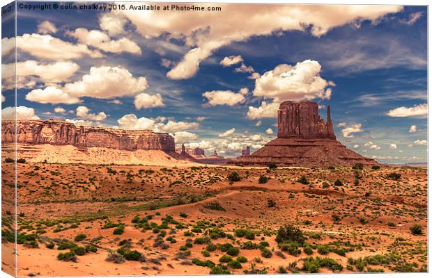 West Mitten Butte - Monument Valley - Arizona USA Canvas Print by colin chalkley
