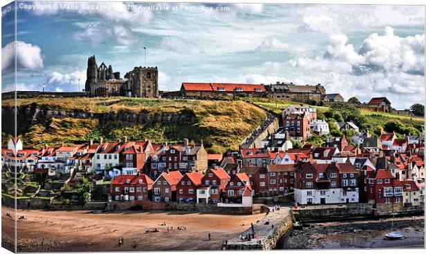  Whitby Cottages And Abbey Canvas Print by Marie Castagnoli
