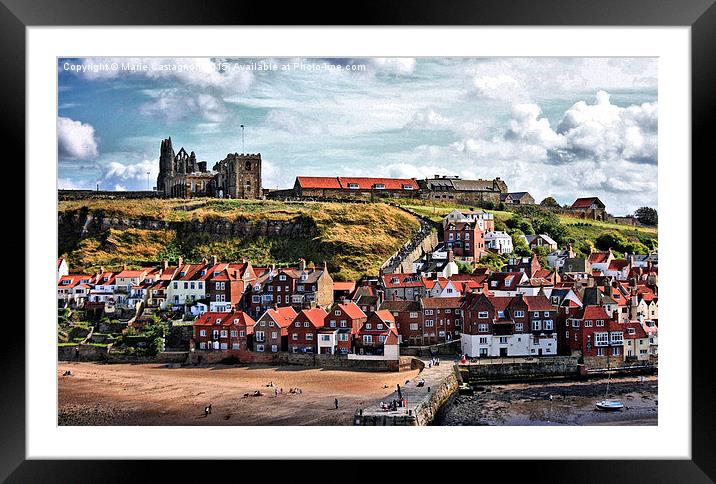  Whitby Cottages And Abbey Framed Mounted Print by Marie Castagnoli