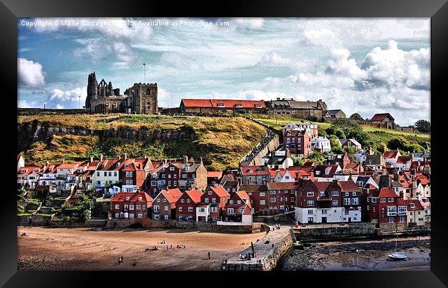  Whitby Cottages And Abbey Framed Print by Marie Castagnoli