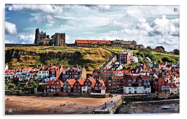  Whitby Cottages And Abbey Acrylic by Marie Castagnoli