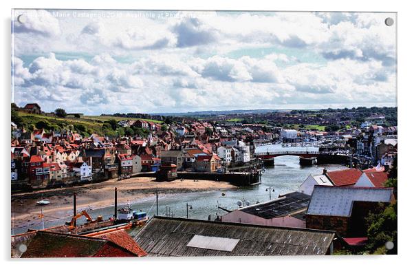   Whitby Harbour & Town Acrylic by Marie Castagnoli