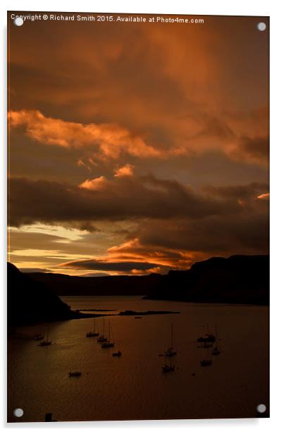  Sunrise colour over the entrance to Loch Portree Acrylic by Richard Smith