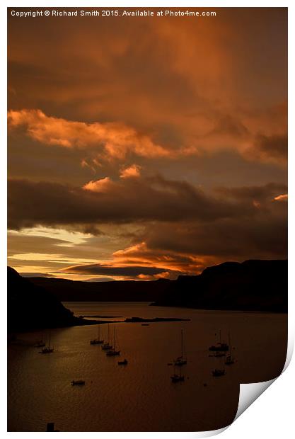  Sunrise colour over the entrance to Loch Portree Print by Richard Smith