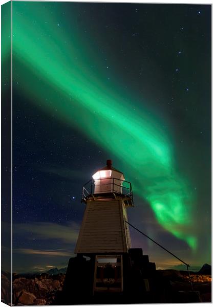 Aurora Borealis at the lighthouse Canvas Print by Thomas Schaeffer