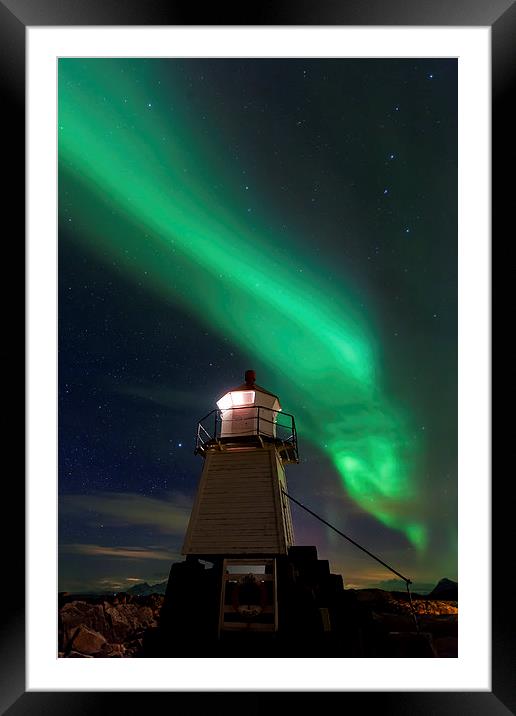 Aurora Borealis at the lighthouse Framed Mounted Print by Thomas Schaeffer