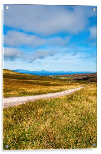 Single track road to Kilmory Acrylic by Hugh McKean