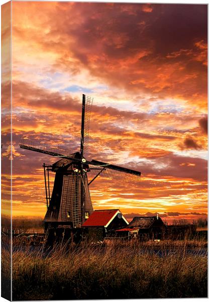 Sunrise on a dutch windmills Canvas Print by Ankor Light