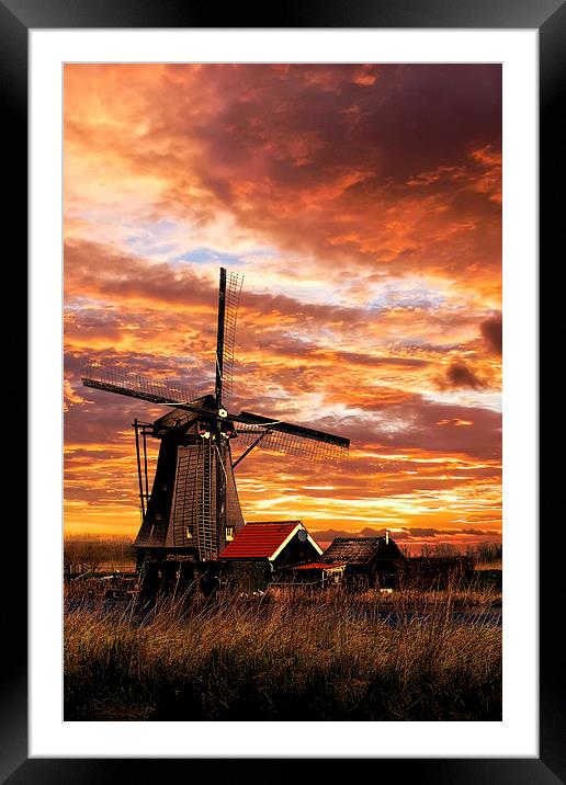 Sunrise on a dutch windmills Framed Mounted Print by Ankor Light