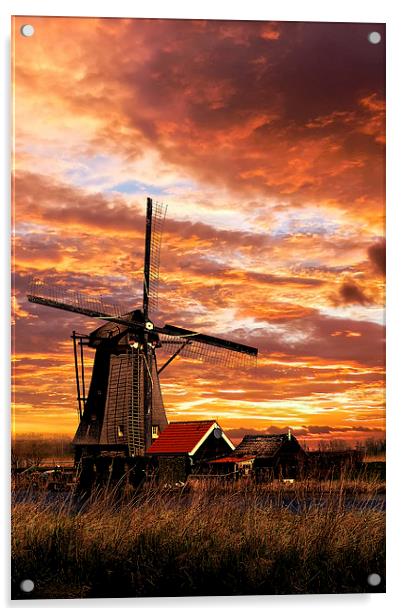 Sunrise on a dutch windmills Acrylic by Ankor Light